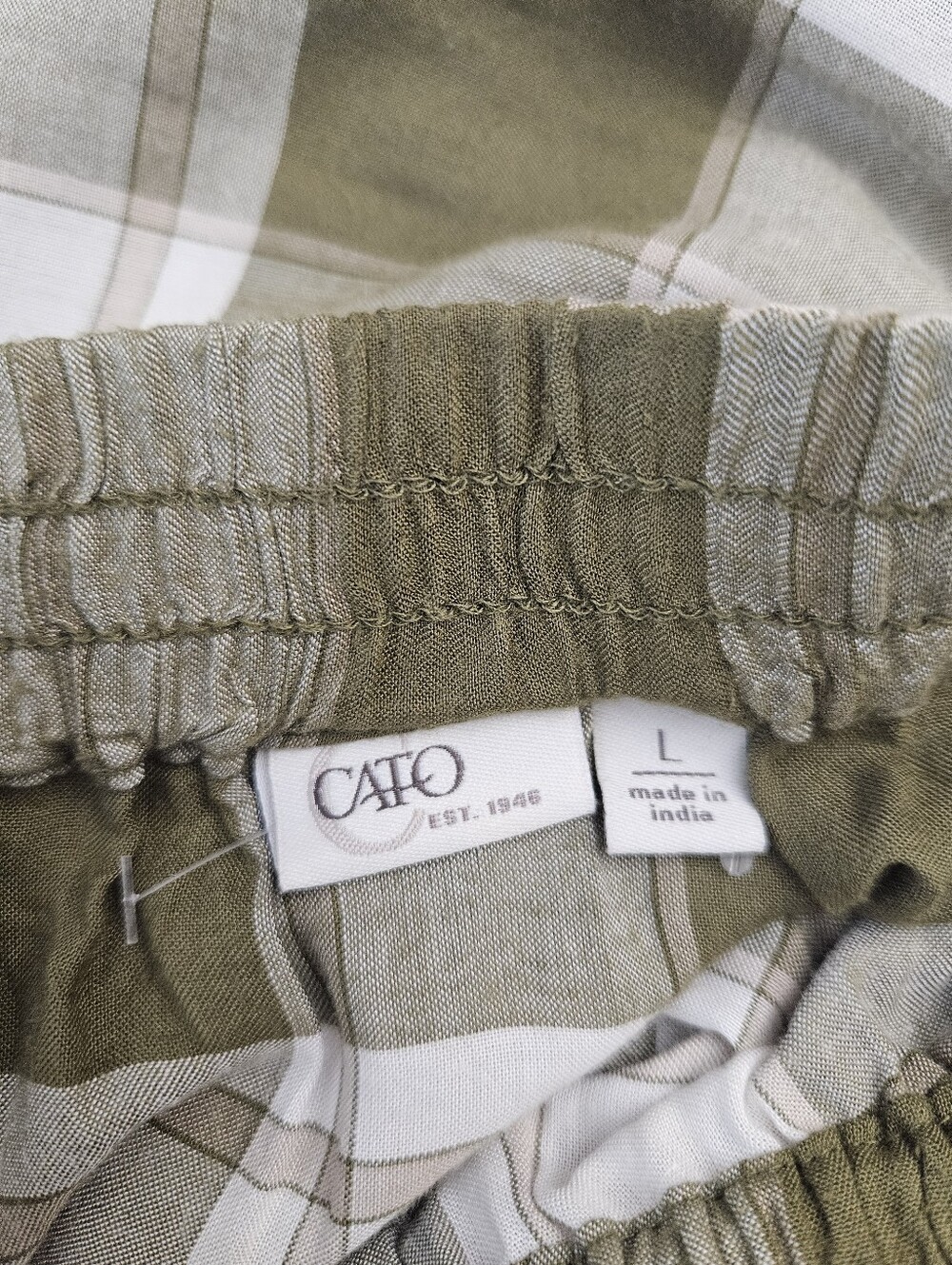 Cato Olive Green Plaid Tiered Maxi Skirt - Casual Boho Style - Picture 5 of 13